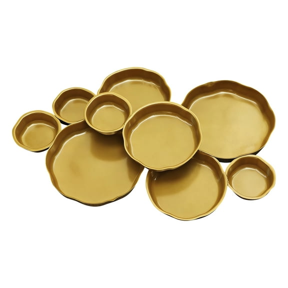 Cluster Accent Bowls, Shiny Gold Snack and Appetizer Serving Dish, Cluster of 9 Round Serving Bowls Decorative Elegant Snack Tray for Olives, Chip & Dip, Nuts, Appetizers(Gold)