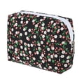 thumbnail image 1 of 1 Pc Bolsa Cosmética Portátil de Flores para Vacaciones y Viajes de Negocios Negra de Poliéster, 1 of 3