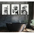 thumbnail image 2 of Blue Ocean Theme Bathroom Wall Art Gator Dolphin and Sea Turtle in Bathtub Picture Wall Decor Tropical Coastal Animals Poster Canvas Print Artwork for Toilet Washroom Restroom Decor Unframed, 2 of 6