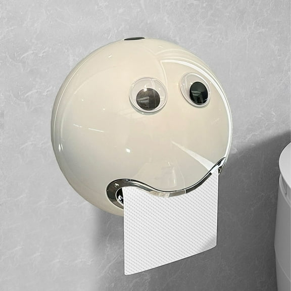 Smile Plastic Bathroom Toilet Paper Holder Wall Mount No Punching Tissue Box Cover White 17x17.5cm Easy Open Retro Design for Bathroom Toilet Indoor Home Decor Gift