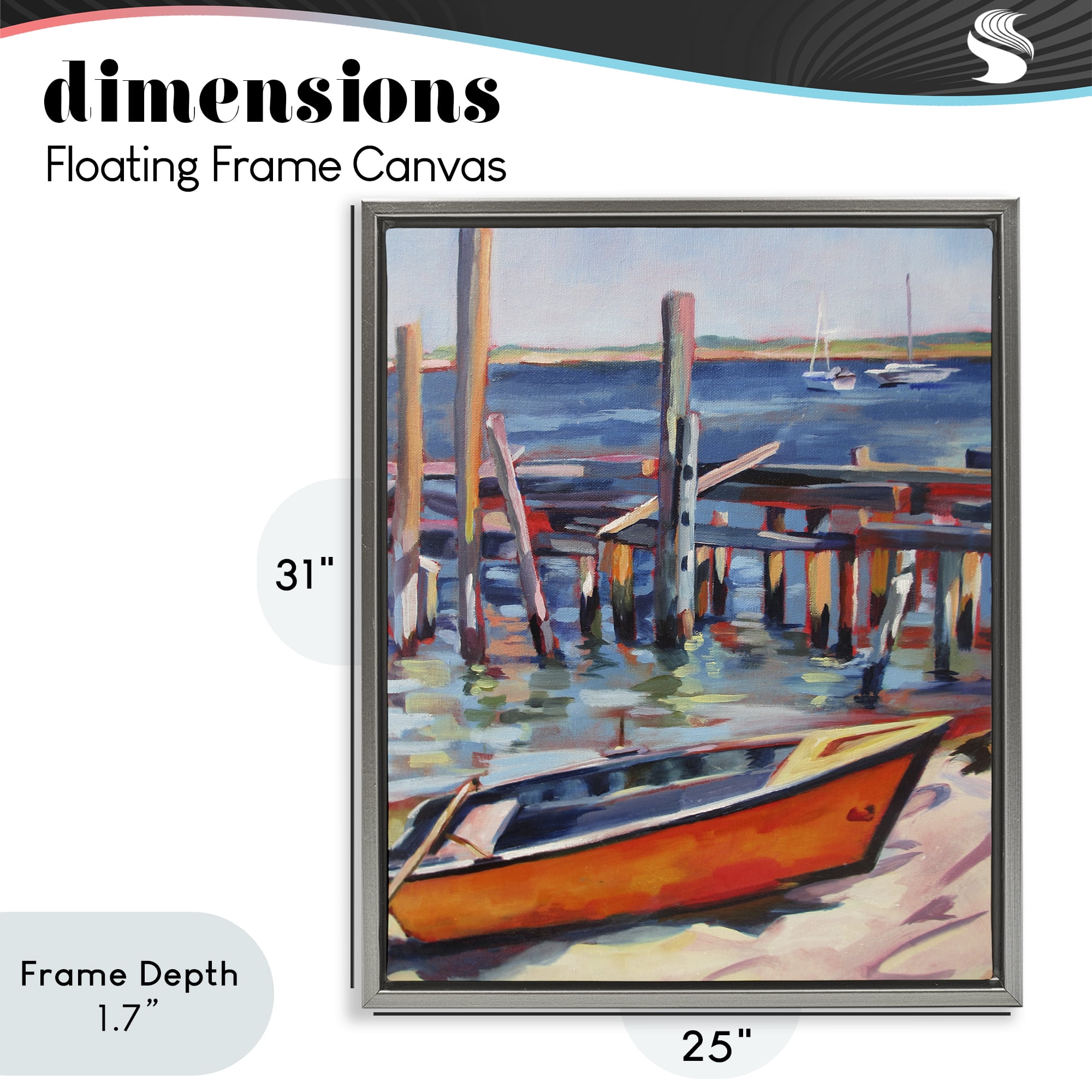 Stupell Industries Provincetown Harbor Boat Gray Framed Floater Canvas Wall Art, design by Maxine Shore