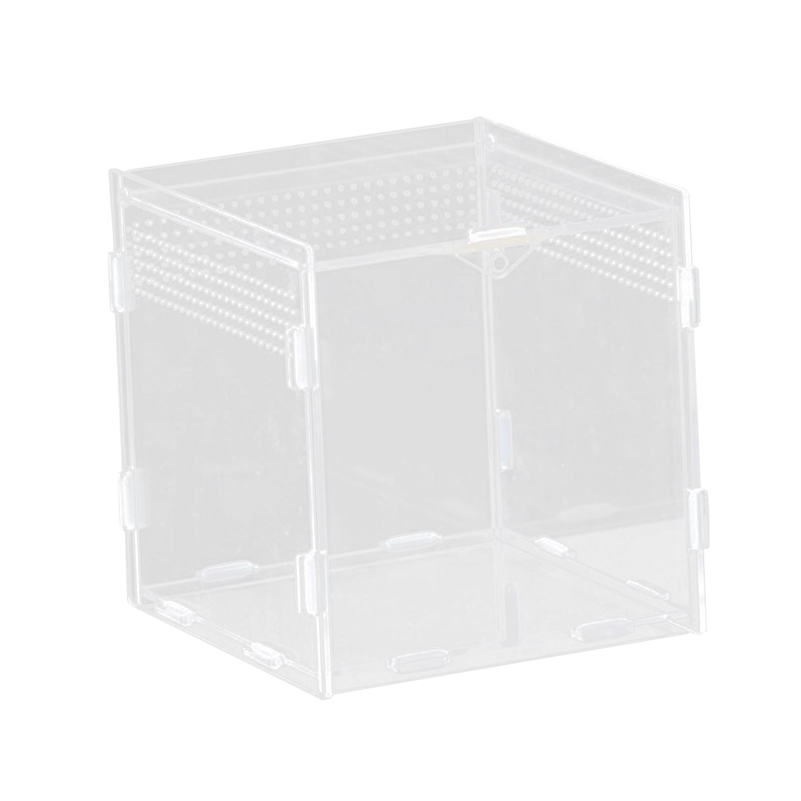 EHJRE Reptile Breeding Box Reptile Terrarium Professional Clear Animal Habitat Cage Ventilation Holes for Geckos Frogs Hermit Crabs 15x15x15cm