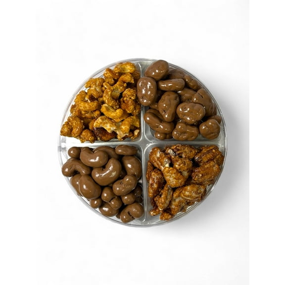 Gourmet Pecan & Cashew Tray – Premium Candied Nuts Gift Box with Caramel & Chocolate Covered Pecans and Cashews – Sweet, Nutty & Crunchy Snack Assortment