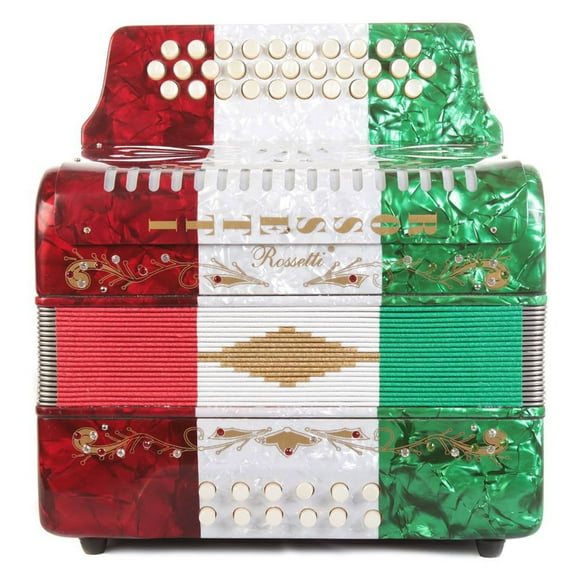 Rossetti 31-Button Accordion, 12 Bass, FBE, Mexican Flag