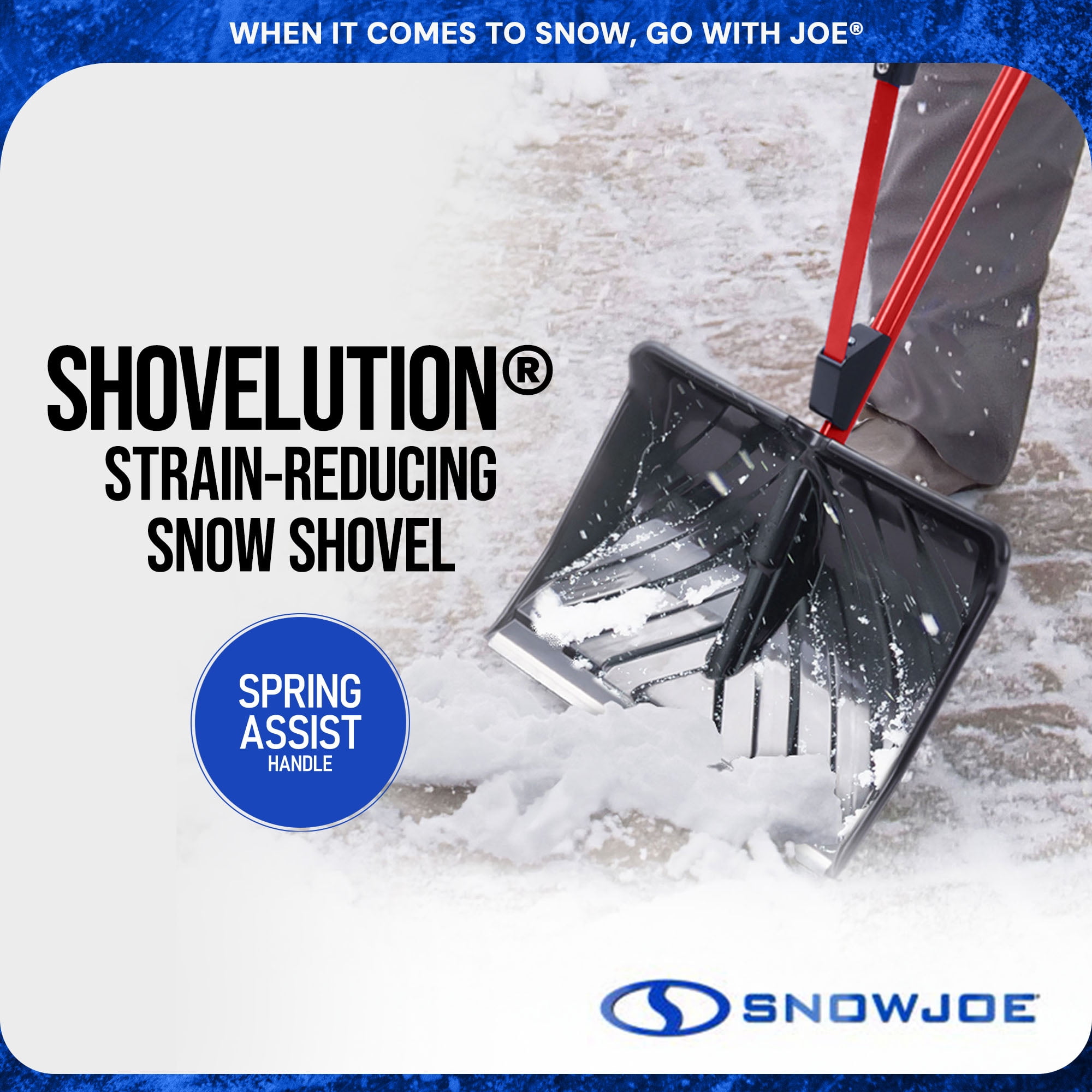 Snow Joe Shovelution Snow Shovel w/ 20” Shovel Blade and Assist Handle, Red, SJ-SHLV01-RED