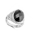thumbnail image 4 of Black Cubic Zirconia Large Filigree Wide Facet Ring .925 Sterling Silver Band Jewelry Female Size 7, 4 of 4