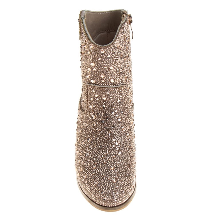 green emerald velvet dress Little Toddler Girls' Ankle High Metallic Booties Chelsea Dress Boots Blush / 4 Toddler