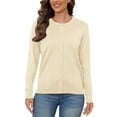 thumbnail image 3 of UVPLove Women's Lightweight Button-Down Cardigan Sweater,Light Khaki,3XL,(S-3XL)(Oversized Fit - Runs Large, Choose One Size Smaller), 3 of 9