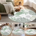 thumbnail image 5 of Summer 3FT Round Area Rugs for Living Room Sage Green Crab Coral Seashell Nautical Coastal Ocean Ultra-Thin Non-Slip Round Rugs Machine Washable Low Pile Circle Carpet for Bedroom Kitchen Nursery, 5 of 9
