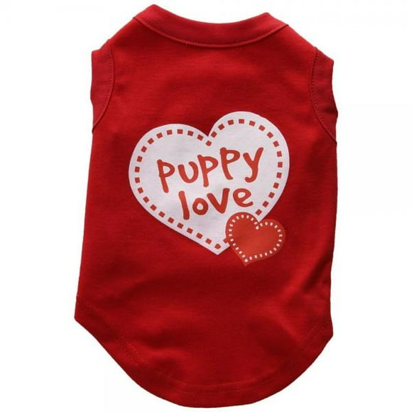 Mirage Pet Products 12-Inch Puppy Love Screen Print Shirt for Pets, Medium, Red