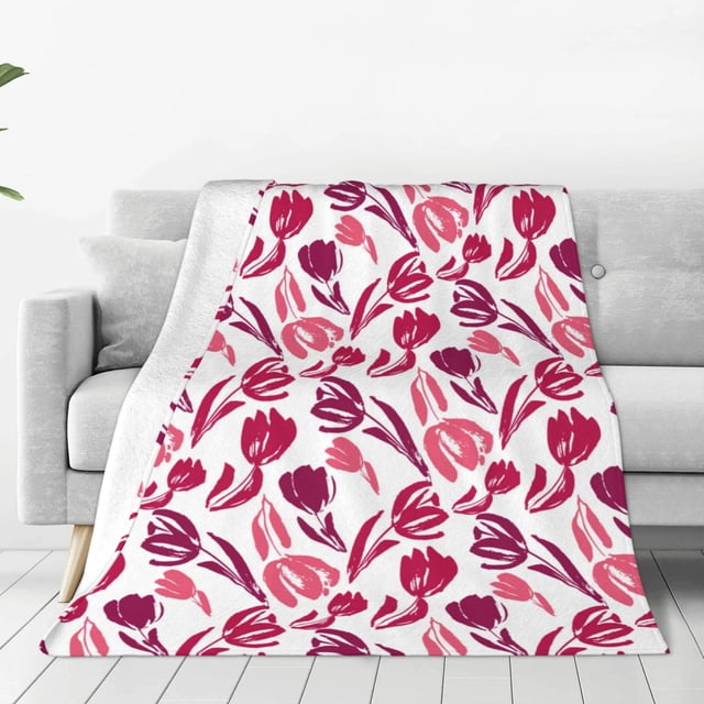 Balery Tulips Flowers Manta de Felpa Suave y Acogedora – Cobija de Franela Aterciopelada para Cama, Lavable y Cálida para Sofá, Mascotas, Transpirable-40"x30"