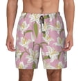 thumbnail image 2 of Goofa Lilies Flowers Printed Men's Swim Trunks Board Shorts Quick Dry Mens Swimming Trunks with Compression Liner,Breathable Fit Hawaii Beach Shorts-XX-Large, 2 of 9