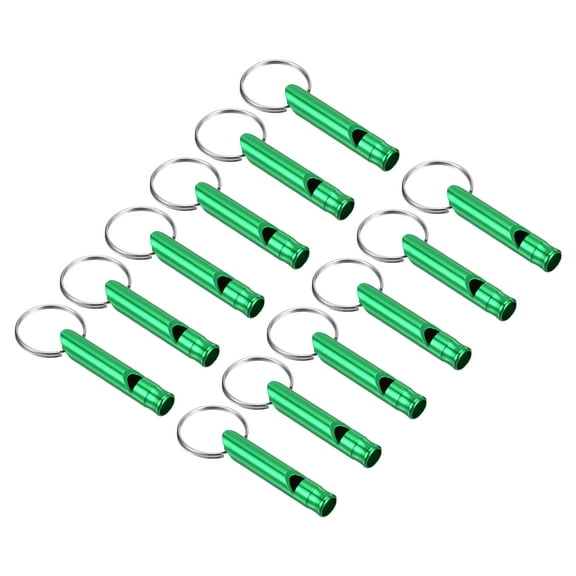 Uxcell Safety Whistle, Aluminum Outdoor Survival Whistle for Hiking, Green 12 Pack