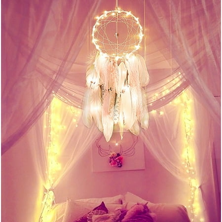 

Night Catcher Decor Wall Room Light Dream Home Feathers Handmade Car Hanging Home Decor Wind Chimes TANGNADE