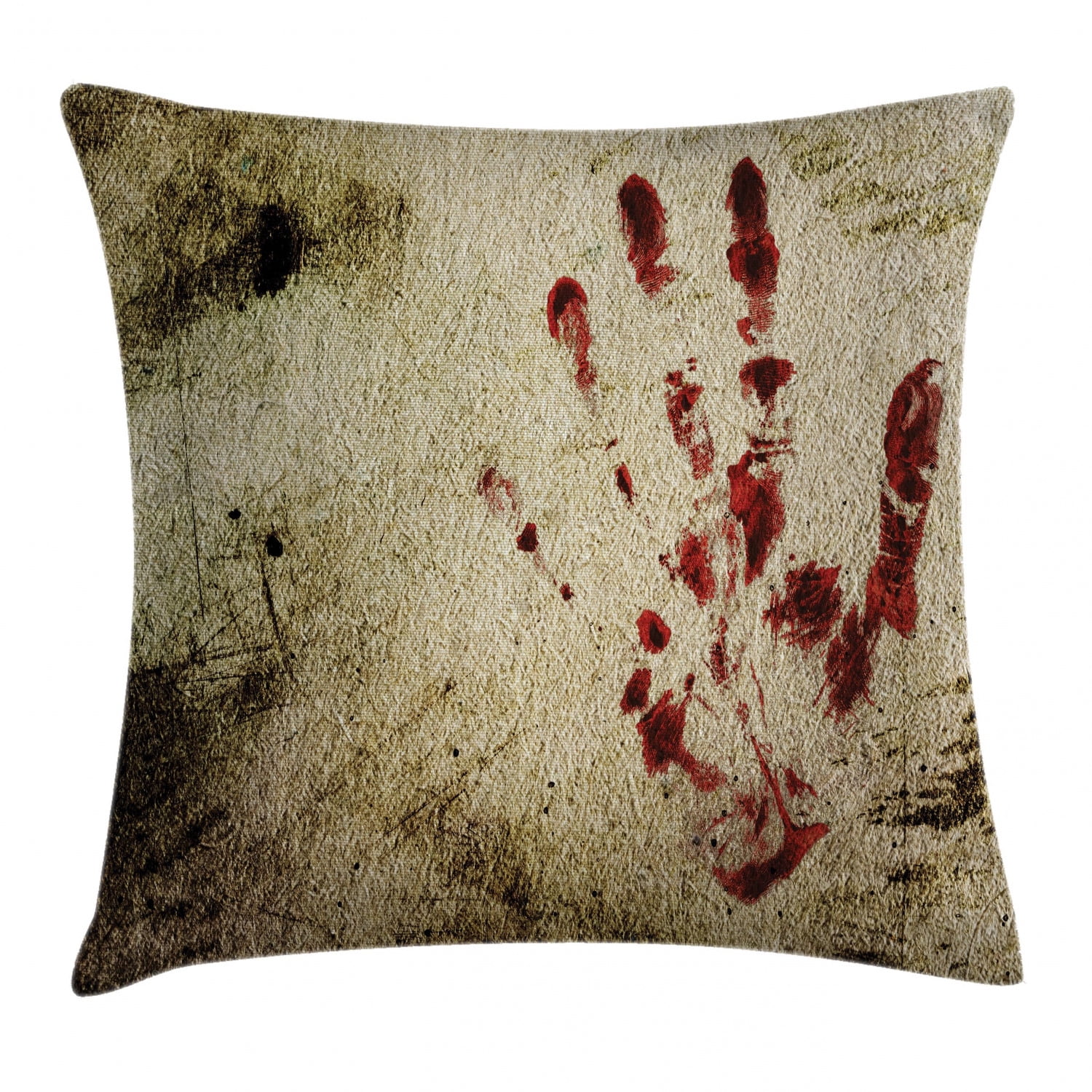 Horror House Decor Throw Pillow Cushion Cover, Grunge Dirty Wall with