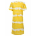 thumbnail image 3 of Innerwin Tunique Robes Manches Courtes Femmes Midi Robe Plage Cravate Teinture Robe de Soleil en Vrac Jaune M, 3 of 7