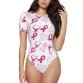 thumbnail image 1 of Balery Breast Cancer Awareness4 Body de cuello redondo de manga corta para mujer Tops de manga corta Tops básicos-Medium, 1 of 7
