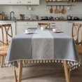 thumbnail image 3 of Elegant Diamond Pattern Tassels Tablecloth - Stylish Table Cover (Gray, 140 x180cm), 3 of 4