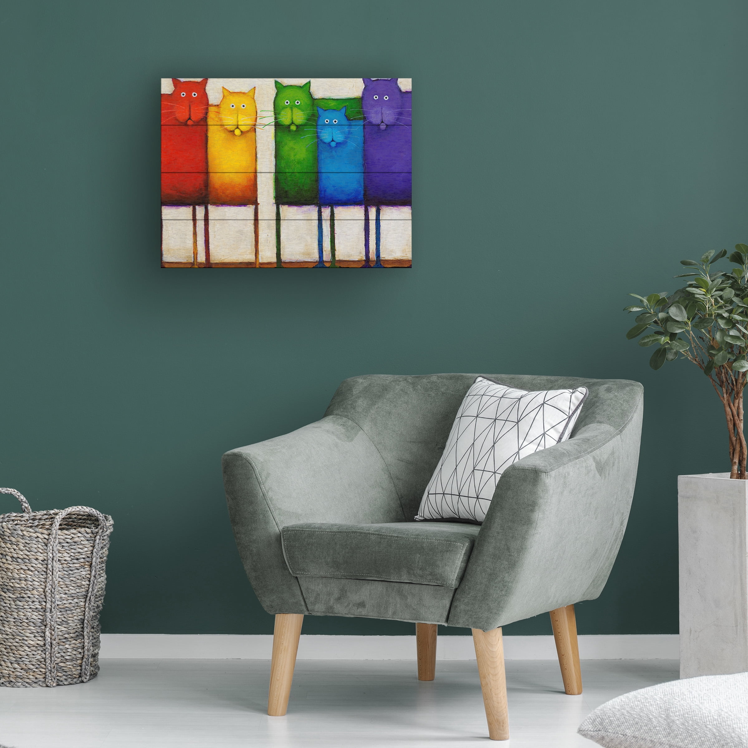 Daniel Patrick Kessler 'Rainbow Cats' Wood Slat Art
