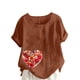 thumbnail image 1 of Camisetas de Manga Corta para Mujeres, Camiseta de Manga Corta Impresa Casual Hecha de 95% Poliéster 5% Spandex para Todas las Estaciones, Camisetas de Manga Corta para Mujeres, 1 of 3