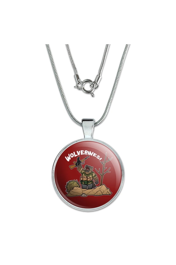 Wolverines War Rifle 1" Pendant with Sterling Silver Plated Chain
