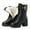 A Black, variant on Wovix Women's Ankle Boots Zip Heel Platform Ankle Combat Boots Trendy Plaid Daily Shoes Winter Thermal Boots Black 35