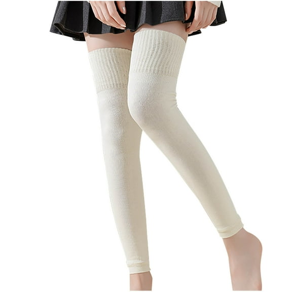 Kaemgyyd Winter Leg Warmers for Women Casual Solid Stretch Thigh High Socks Fashion Ribbed Knit over Knee Footless Socks for Women
