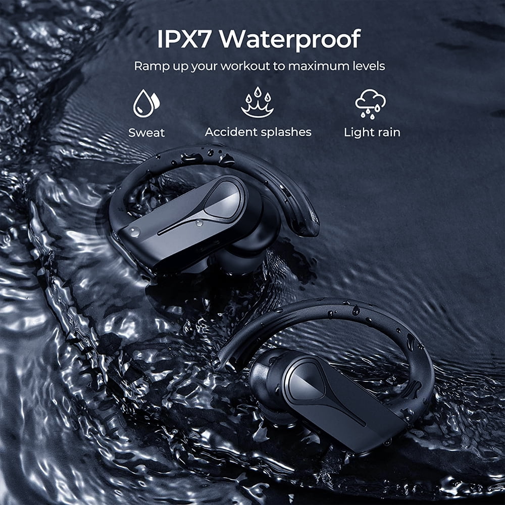 Mpow Flame Solo Bluetooth 5.4 Wireless Sports Earbuds - ENC Noise Cancellation, Punchy Bass HD Sound, 28H Playtime Fast Charging USB-C, IPX7 Waterproof Ergonomic Ear Hooks for Running Workout