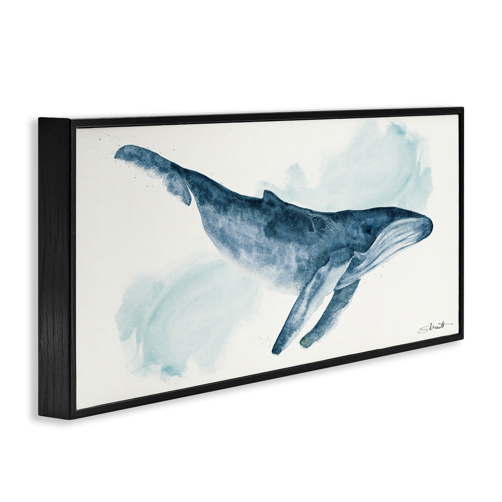 Stupell Industries Nautical Humpback Whale Marine Animal Blue Watercolor Painting, 30 x 13, Design by Stephanie Workman Marrott
