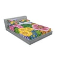 thumbnail image 2 of Ambesonne Vintage Fitted Sheet & Pillow Sham Set, Nature Flowers Buds, Full, Lilac Green, 2 of 2