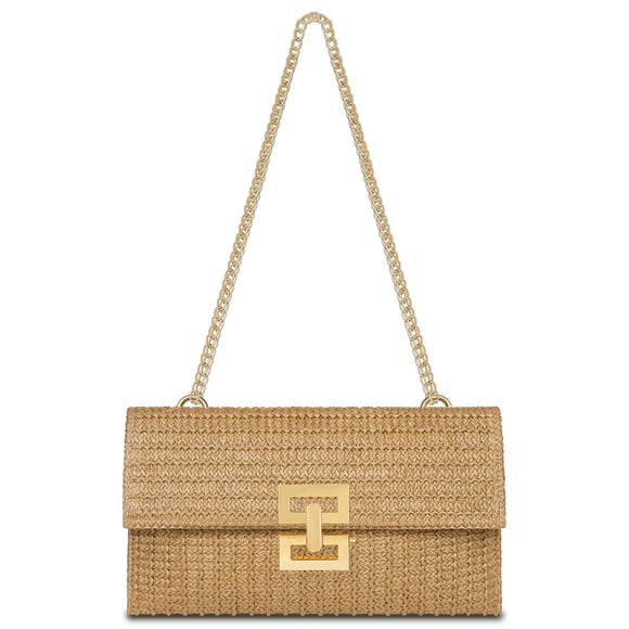 Cartera de mano Liadreem de paja tipo clutch para verano 29 x 3 x 18 cm caqui