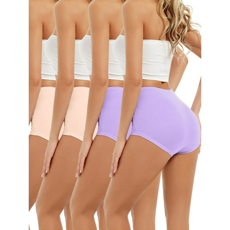 Frontwalk Women 4-Pack High Waisted Briefs Full Coverage Soft Underwear  Tummy Control Work Panties 