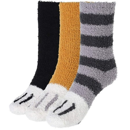 

Campsis Fuzzy Socks Winter Warm Soft Fluffy Socks Thick Cozy Plush Sock Cute Cat Claw Stockings for Women and Girls