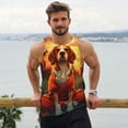 thumbnail image 6 of Lsque Sunset Meditating Dog Pattern Mens Tank Tops Muscle Athletic Quick Dry Sleeveless Workout Fitness T Shirts Beach Tank Top, Loose-fit Sleeveless Shirt for Men-Large, 6 of 7