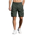 thumbnail image 1 of Mens Cargo Shorts con Bolsillos Color Sólido Botón Cintura Casual Y Pantalones Cortos de Moda para la Primavera Y el Verano, 1 of 9