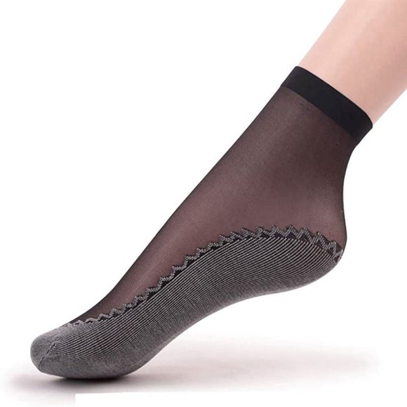FNNMNNR Women‘s 10 Pairs Silky Anti-Slip Cotton Sole Sheer Ankle High Tights Hosiery Socks Reinforced Toe