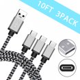 thumbnail image 1 of Cable tipo C, EEEkit 3-Pack 10ft USB Tipo C Cable de carga rápida Cable de sincronización de datos para Samsung Galaxy S9 / S9 Plus S8 / S8 Plus Note 9/8, LG G7 G6 V40 V30 G5 Kearding SH1105-50, 1 of 2