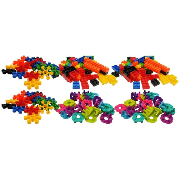 Set of 6 Building Block Sets - 228 Pieces - Brick, Table, Asterisk Style - Unique Children's Toys