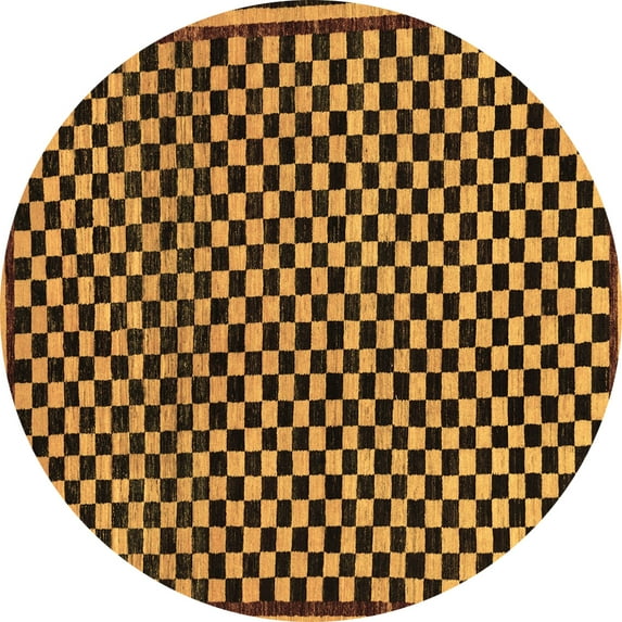 Ahgly Company Indoor Round Checkered Brown Modern Area Rugs, 8' Round