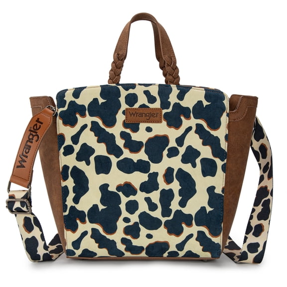 Wrangler Women's Animal Print Crossbody Bag Versatile Top-Handle Shoulder Bag for Everyday Travel & Casual Use, Brown