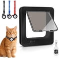 thumbnail image 1 of Smart Cat Door for Interior & Exterior, Microchip Cat Pet Door with 3 Collar Sensor Keys & 1 Remote Control & 4 Way Locking Cat Flap with RFID Collar Sensor Automatic Opening Cat Door (Black), 1 of 8