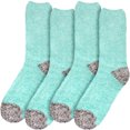 thumbnail image 2 of BambooMN Women's Extra Large Soft Fuzzy Warm Cozy Comfy Fuzzy Plush Cute Solid Slipper Socks - Blue Grey - 4 Pairs, 2 of 5