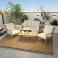 thumbnail image 3 of HAPPATIO Rectangle Outdoor Coffee Table, Aluminum Modern Accent Coffee Table, Rustproof & Easy Maintenance for Deck, Lawn, Outside (Beige), 3 of 5