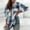 Blue, variant on Yuwull Women's Lapel Long Sleeve Plaid Shirt Pocket Jacket Shacket Casual Button Cardigan Jacket Outwears