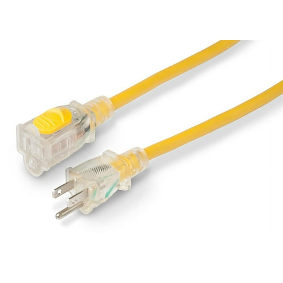 Maro Rallonge 150025RV 125 Volts; Extrémités Verrouillables; 15 Ampères; Câble SJTOW 14/3; Longueur 25 Pieds; Jaune; Sans Poignée de Tête de Prise