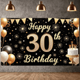 thumbnail image 5 of Gold Glitter 30th Birthday Banner Black Background Display Golden Stars Firework Design 30th Celebration Backdrop for 30th Birthday Party Adult Celebration Photo Backdrop, 5 of 9