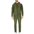 thumbnail image 4 of Zip Up Hoodie, 2 Piece Zip Hoodie Drawstring Waist Sweatpants Outfit, Men's Set, 4 of 9