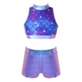 thumbnail image 2 of YEAHDOR Kids Girls 2 Piece Ballet Active Outfit Shiny Dance Gymnastics Tank Top with Booty Shorts, 2 of 7