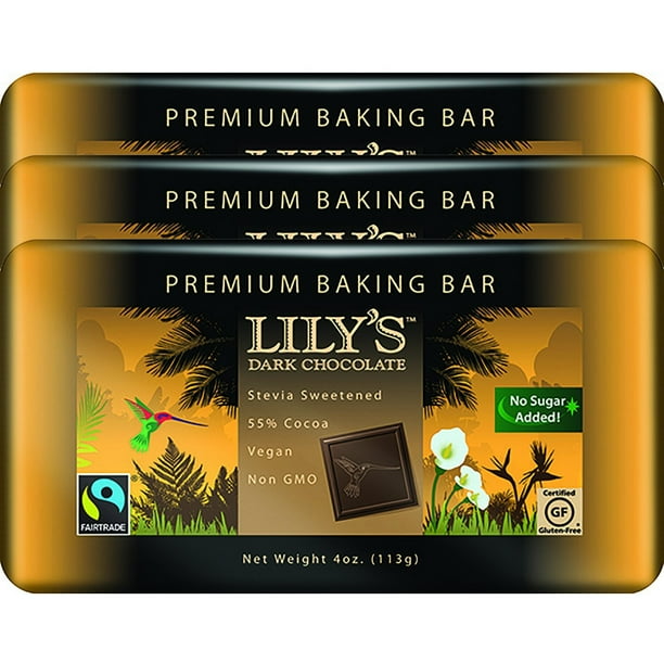 Lily's Dark Chocolate Baking Bar 4oz (Pack of 3)