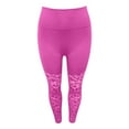 thumbnail image 4 of vigerkar Leggings for Women High Waisted Tummy Control Seamless Lace Workout Leggings Running Yoga Pants Hot Pink, L, 4 of 5